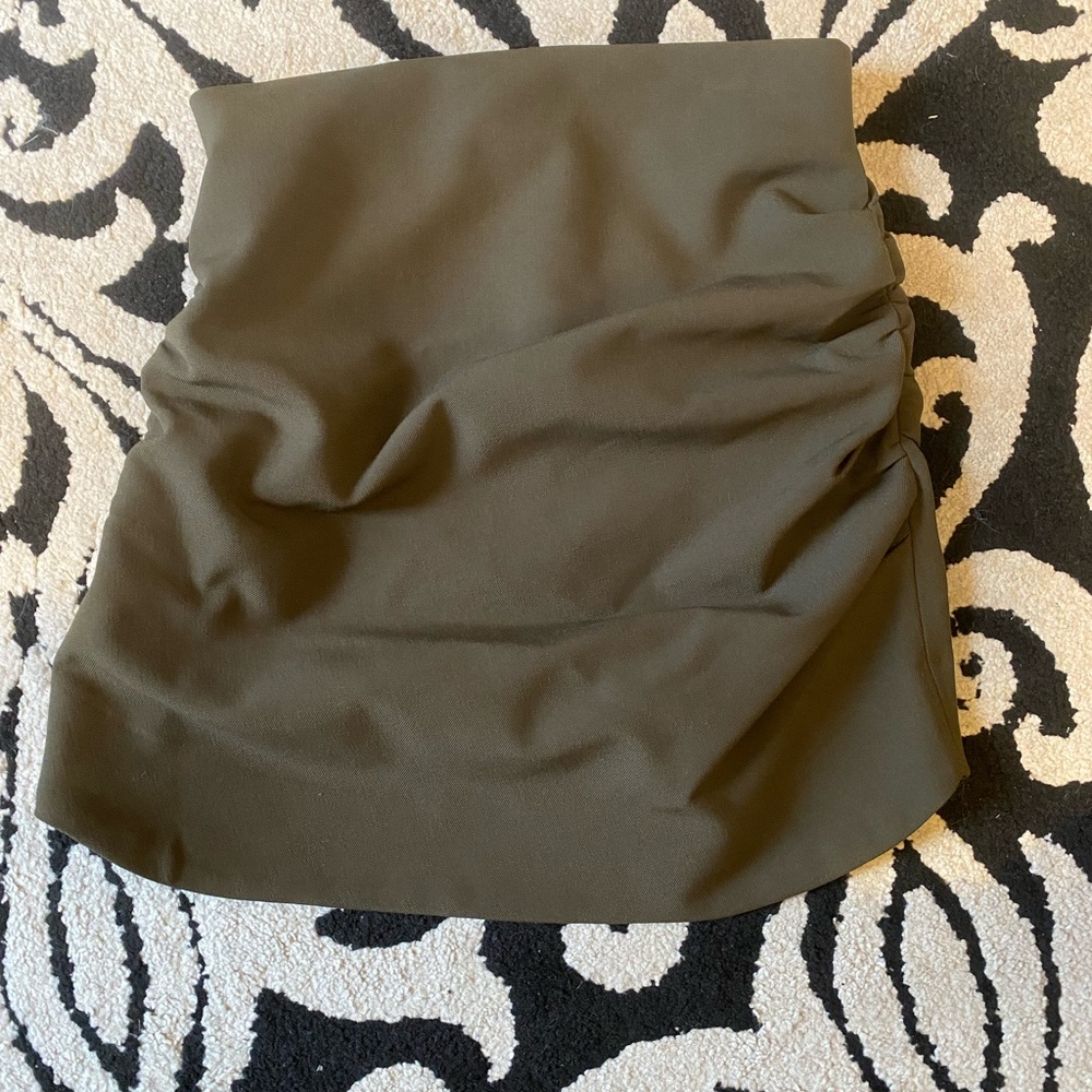 Zara army khaki green mini rouched skirt size Medium - Picture 5 of 6